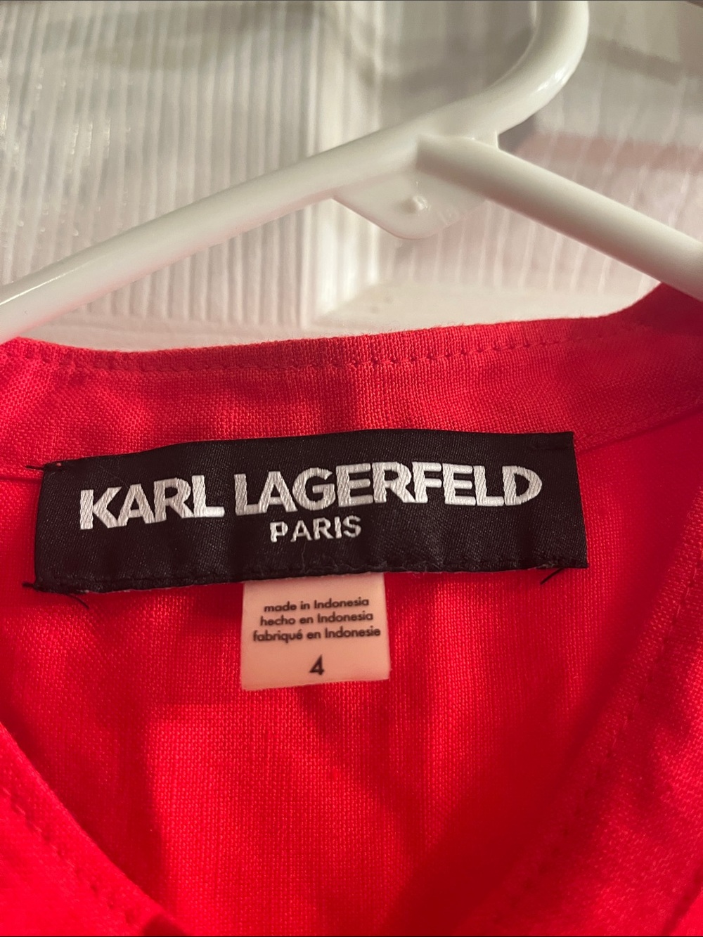 Karl Lagerfeld Red Linen Blend Maxi Dress - Picture 2 of 6
